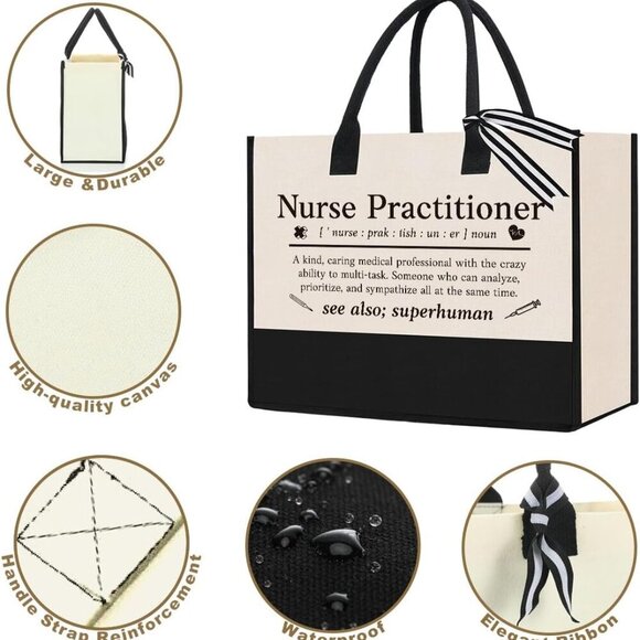 Nurse Tote Bag Canvas Gift for Women Nurse Practitioner Appreciation - Picture 2 of 6